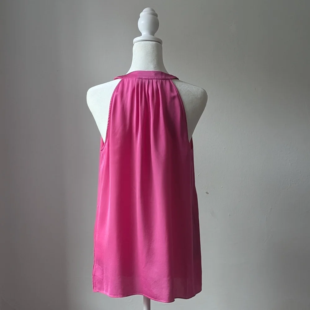 Theory 100% Silk Pink Sleeveless Top With Button-Front Details, Size Petite S